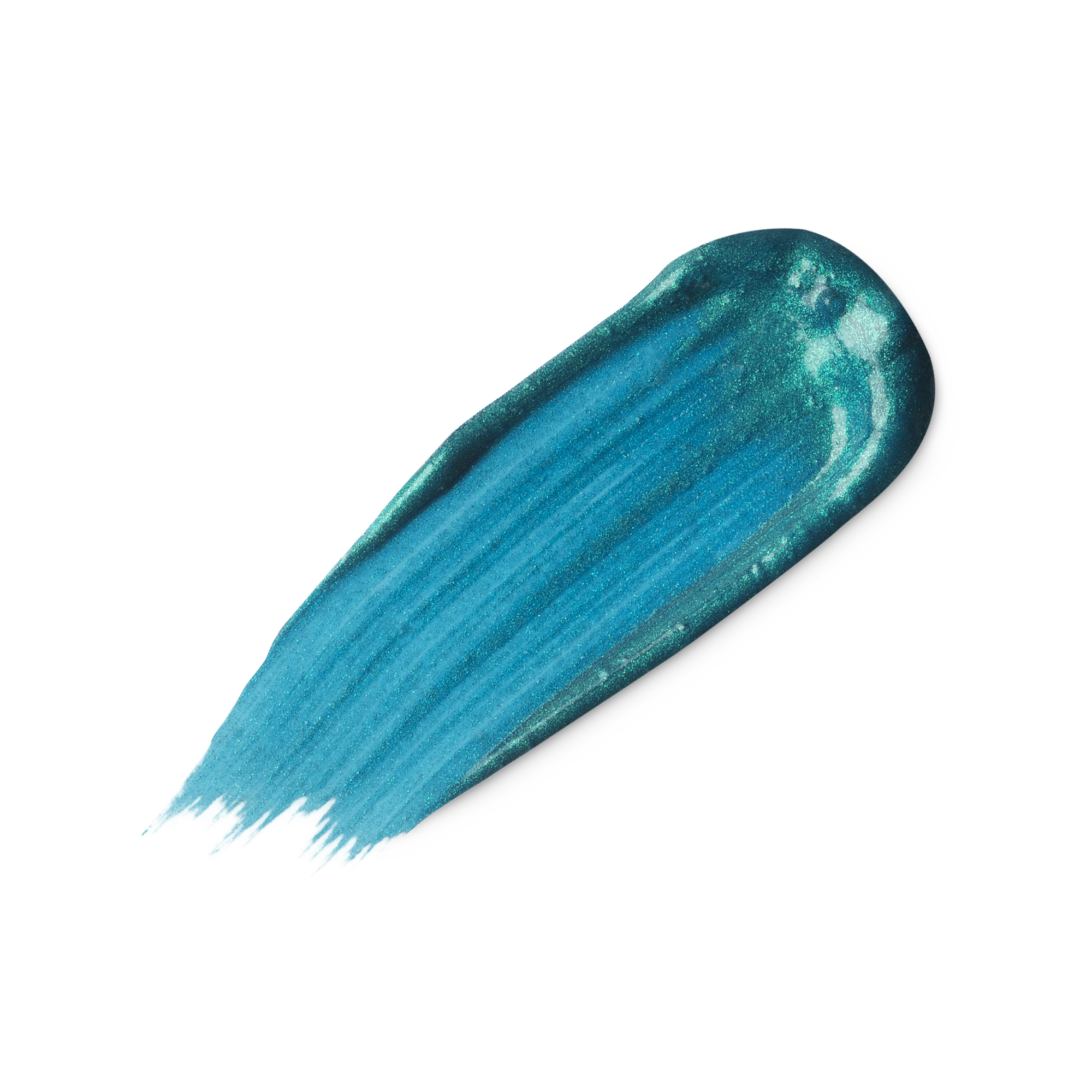 A swatch of shimmery aquamarine, turquoise blue liquid eyeliner.