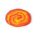 Brightside. A deep orange, light orange and vibrant yellow swirled, oval shaped, bubble bar.