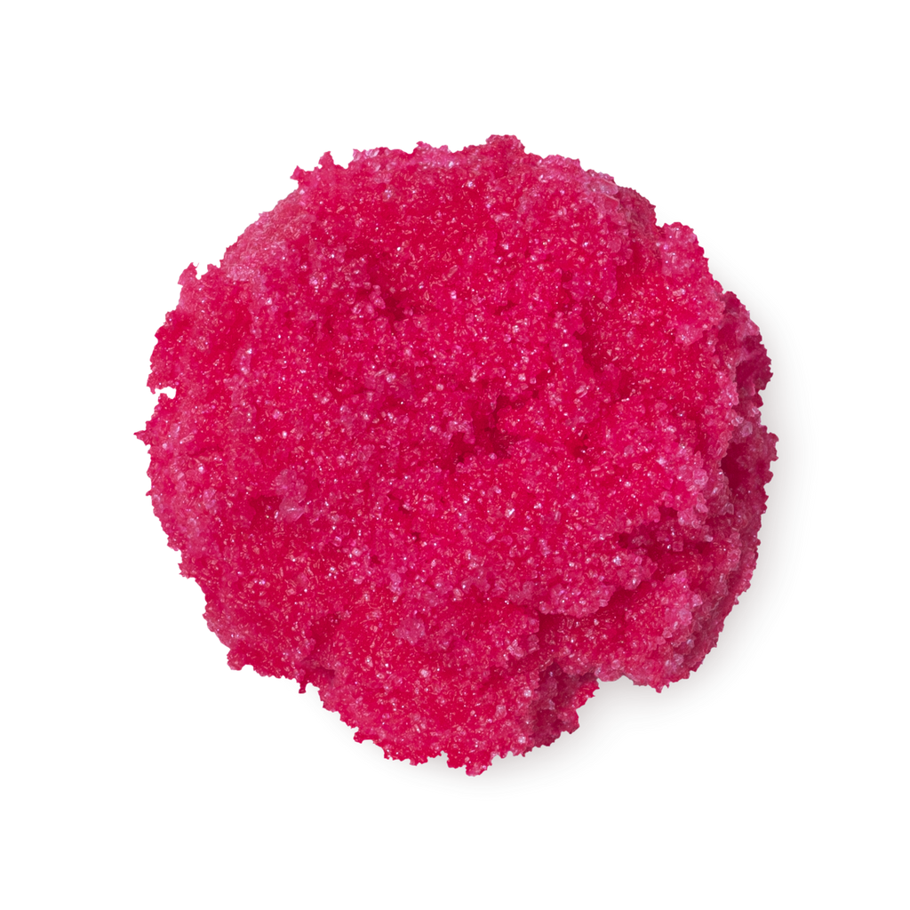 A sample of fuchsia pink Cherry sugar lip scrub.