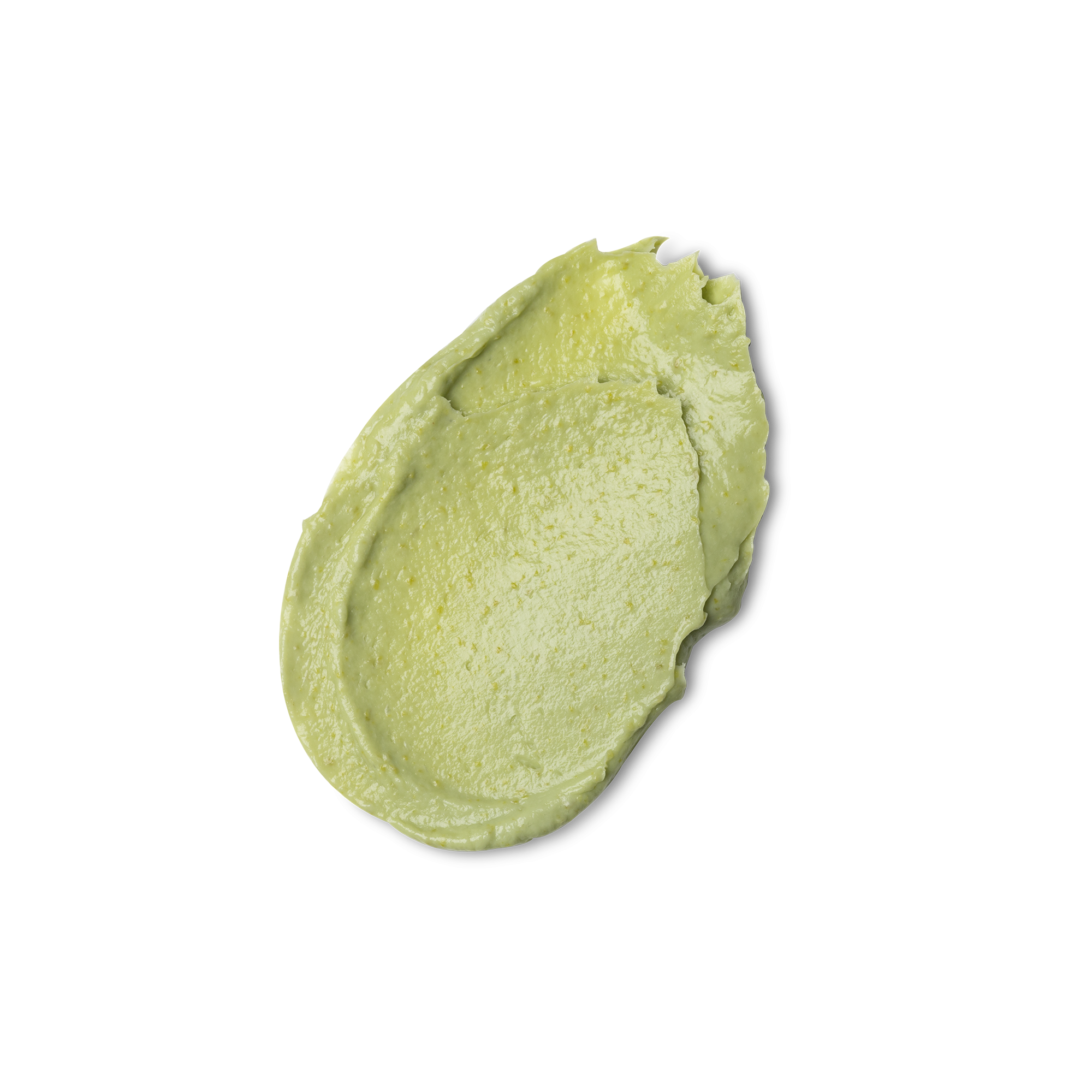 A swatch of thick, slightly textured, light green coloured Glory conditioner.