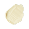 Olive. A neatly smudged swatch of thick, creamy, off-white body butter.