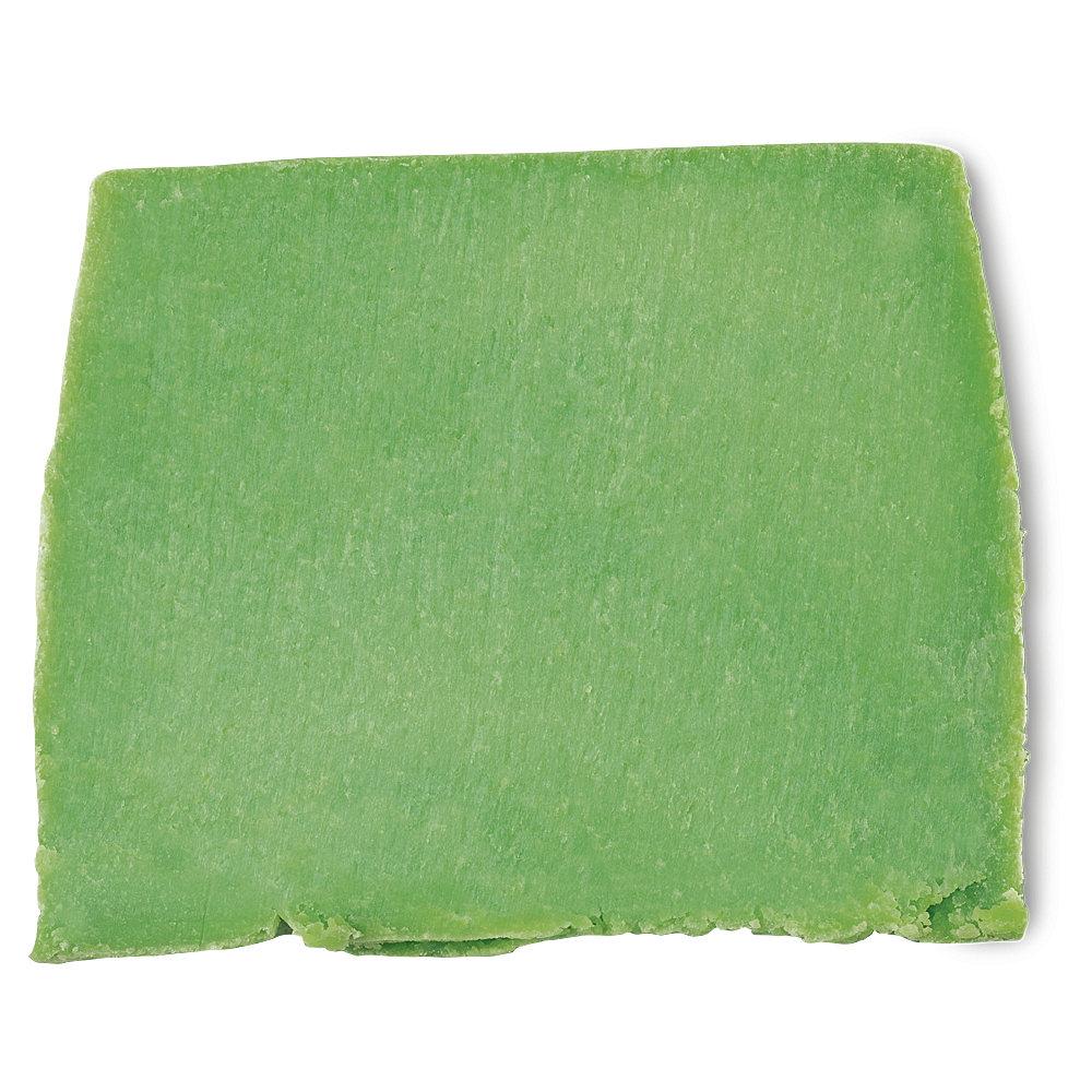 Avocado. An avocado green, rectangular chunk of solid co-wash (conditioning-wash).